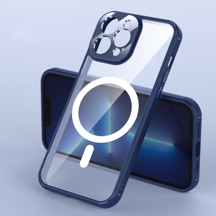 For iPhone 12 Pro Max Soft Shield MagSafe Magnetic Acrylic Transparent PC Phone Case(Dark Blue) by buy2fix