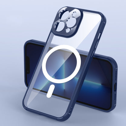 For iPhone 12 Pro Max Soft Shield MagSafe Magnetic Acrylic Transparent PC Phone Case(Dark Blue) by buy2fix