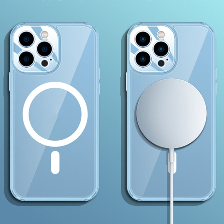 For iPhone 12 Pro Soft Shield MagSafe Magnetic Acrylic Transparent PC Phone Case(Dark Blue) by buy2fix