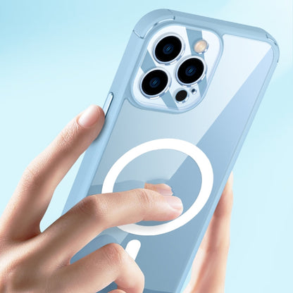 For iPhone 12 Pro Soft Shield MagSafe Magnetic Acrylic Transparent PC Phone Case(Sierra Blue) by buy2fix