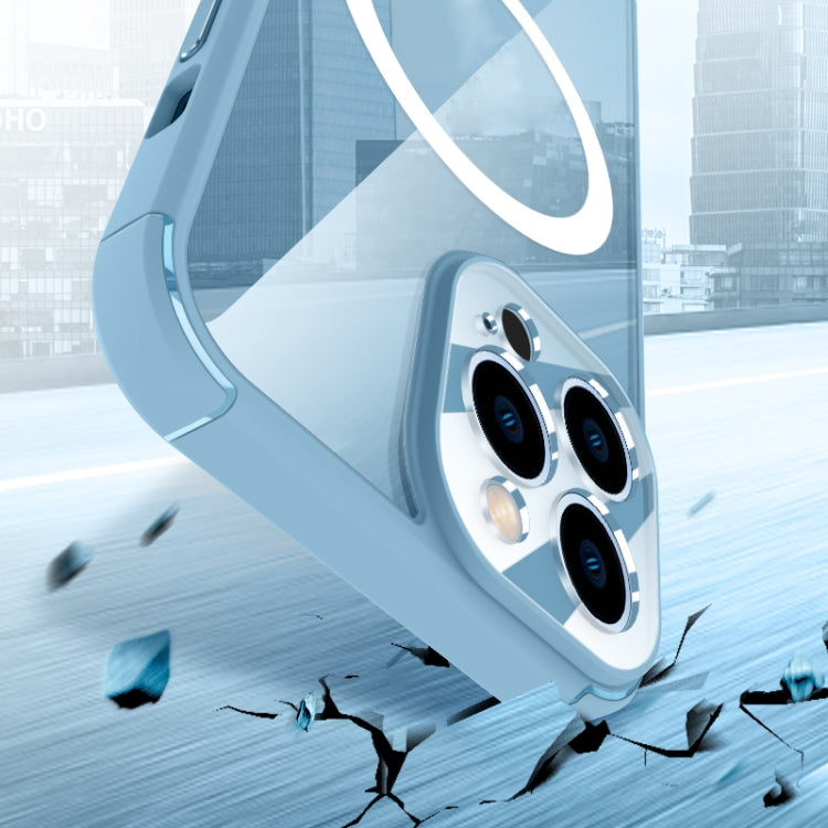 For iPhone 12 Pro Soft Shield MagSafe Magnetic Acrylic Transparent PC Phone Case(Pink) by buy2fix