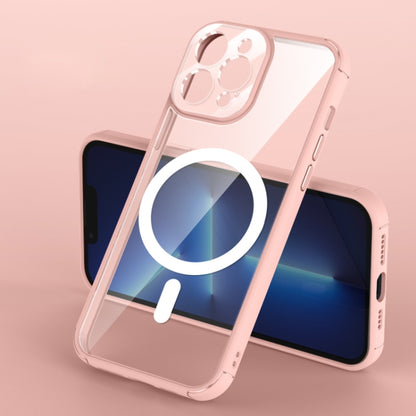 For iPhone 12 Soft Shield MagSafe Magnetic Acrylic Transparent PC Phone Case(Pink) by buy2fix