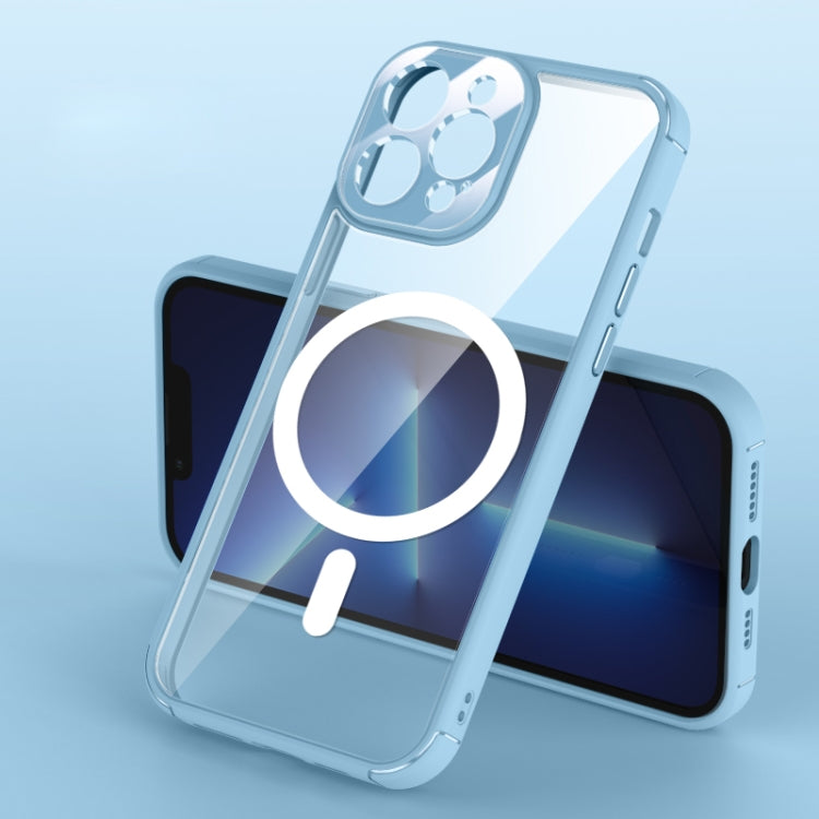 For iPhone 12 Soft Shield MagSafe Magnetic Acrylic Transparent PC Phone Case(Sierra Blue) by buy2fix