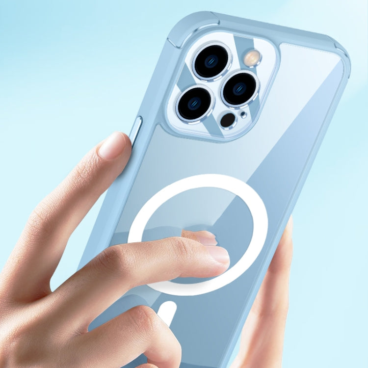 For iPhone 12 Soft Shield MagSafe Magnetic Acrylic Transparent PC Phone Case(Dark Blue) by buy2fix