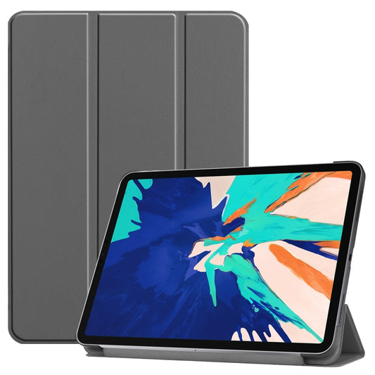 For iPad Air 13 2025 / 2024 / Pro 12.9 2022 Custer Texture 3-Fold Smart Leather Tablet Case(Gray) - iPad Pro 12.9 (2020) Cases by buy2fix | Online Shopping UK | buy2fix