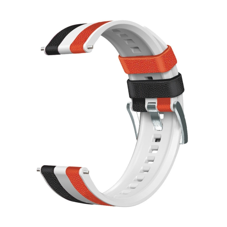 For Huawei Watch GT 3 Pro 22mm Silicone + Leather Tri-color Watch Band(Black White Red) by buy2fix