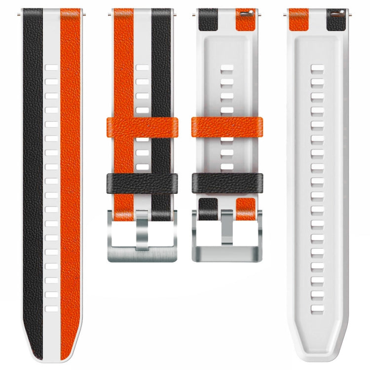 For Huawei Watch GT 3 Pro 22mm Silicone + Leather Tri-color Watch Band(Black White Red) by buy2fix
