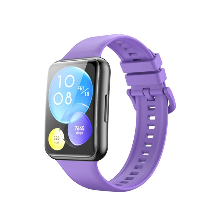 For Huawei Watch Fit 2 Solid Color Silicone Watch Band(Purple) by buy2fix