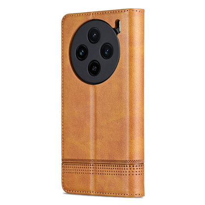 For vivo X100 AZNS Magnetic Calf Texture Leather Phone Case(Light Brown) by AZNS