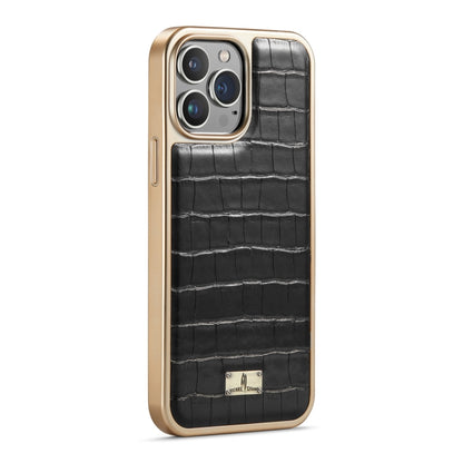 For iPhone 13 Fierre Shann Crocodile Texture Electroplating PU Phone Case(Black) - iPhone 13 Cases by FIERRE SHANN | Online Shopping UK | buy2fix