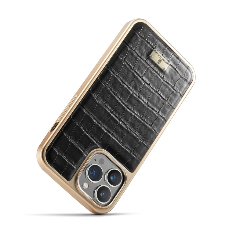 For iPhone 13 Fierre Shann Crocodile Texture Electroplating PU Phone Case(Black) - iPhone 13 Cases by FIERRE SHANN | Online Shopping UK | buy2fix
