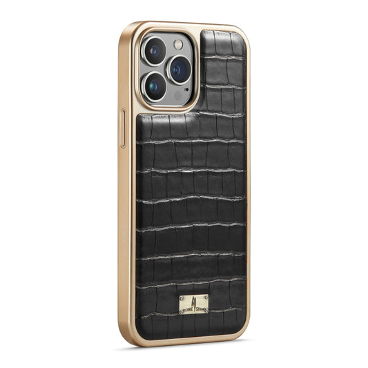For iPhone 13 Pro Fierre Shann Crocodile Texture Electroplating PU Phone Case (Black) - iPhone 13 Pro Cases by FIERRE SHANN | Online Shopping UK | buy2fix