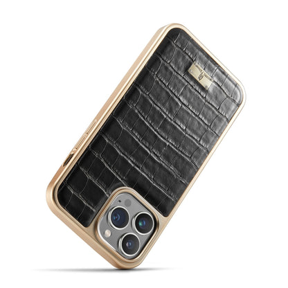 For iPhone 13 Pro Fierre Shann Crocodile Texture Electroplating PU Phone Case (Black) - iPhone 13 Pro Cases by FIERRE SHANN | Online Shopping UK | buy2fix