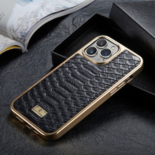 Fierre Shann Python Texture Electroplating PU Phone Case For iPhone 11 Pro Max(Black) - iPhone 11 Pro Max Tempered Glass by FIERRE SHANN | Online Shopping UK | buy2fix