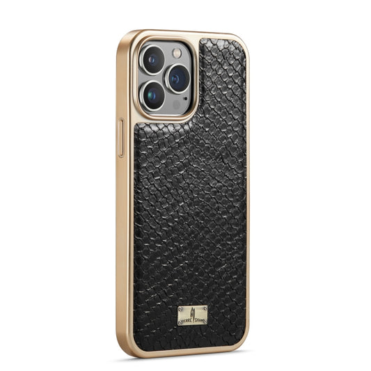 For iPhone 13 Pro Fierre Shann Snake Texture Electroplating PU Phone Case (Black) - iPhone 13 Pro Cases by FIERRE SHANN | Online Shopping UK | buy2fix