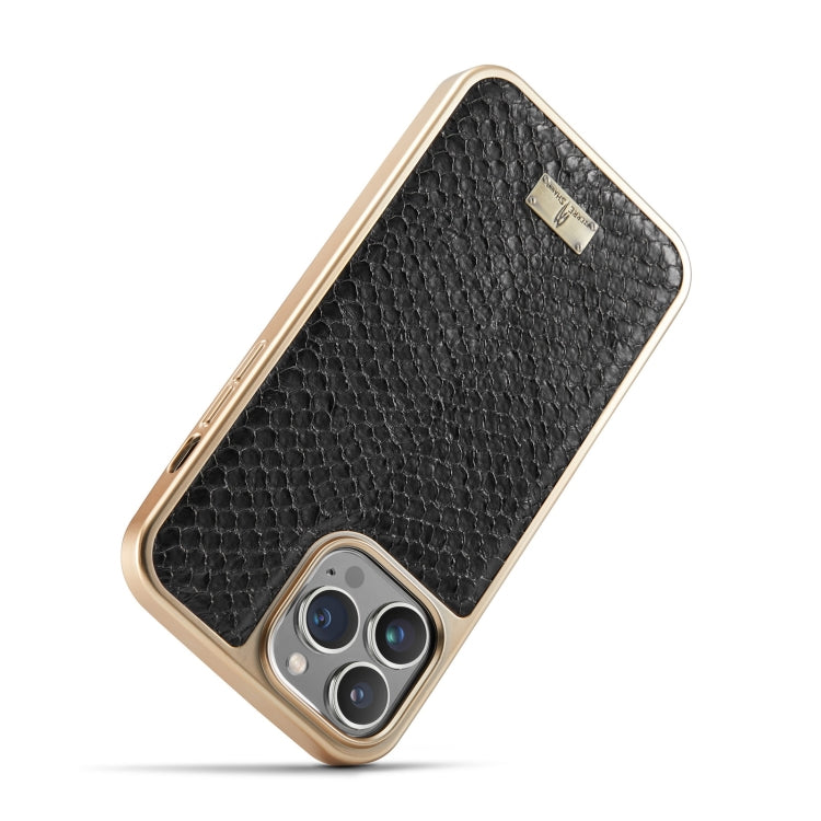 For iPhone 13 Pro Fierre Shann Snake Texture Electroplating PU Phone Case (Black) - iPhone 13 Pro Cases by FIERRE SHANN | Online Shopping UK | buy2fix