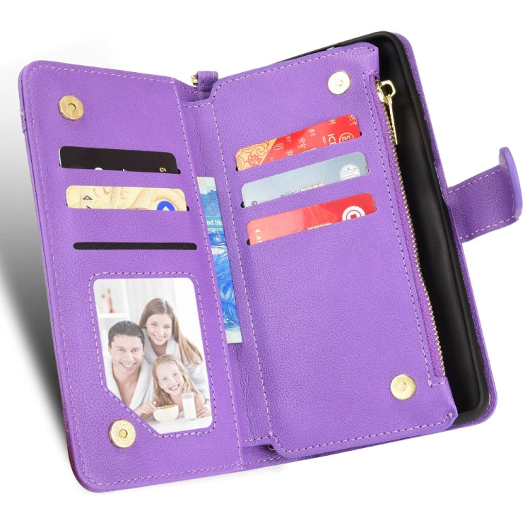 For iPhone 12 mini Litchi Texture Zipper Leather Phone Case (Purple) - iPhone 12 mini Cases by buy2fix | Online Shopping UK | buy2fix