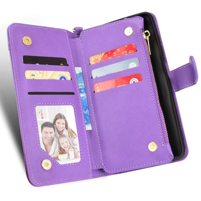 For iPhone 12 mini Litchi Texture Zipper Leather Phone Case (Purple) - iPhone 12 mini Cases by buy2fix | Online Shopping UK | buy2fix