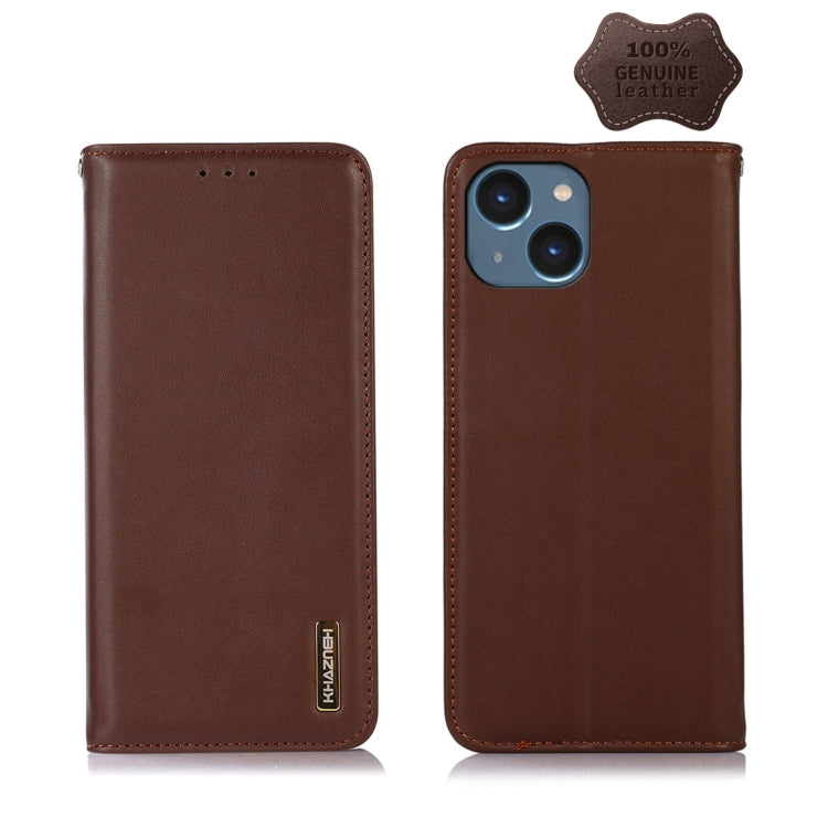 For iPhone 14 KHAZNEH Nappa Top Layer Cowhide Leather Phone Case (Brown) - iPhone 14 Cases by buy2fix | Online Shopping UK | buy2fix