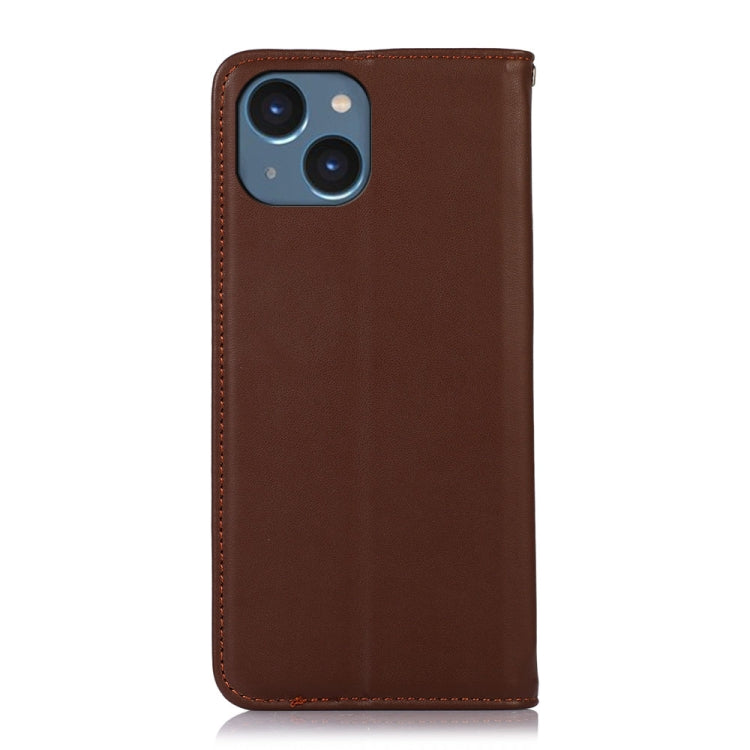 For iPhone 14 KHAZNEH Nappa Top Layer Cowhide Leather Phone Case (Brown) - iPhone 14 Cases by buy2fix | Online Shopping UK | buy2fix