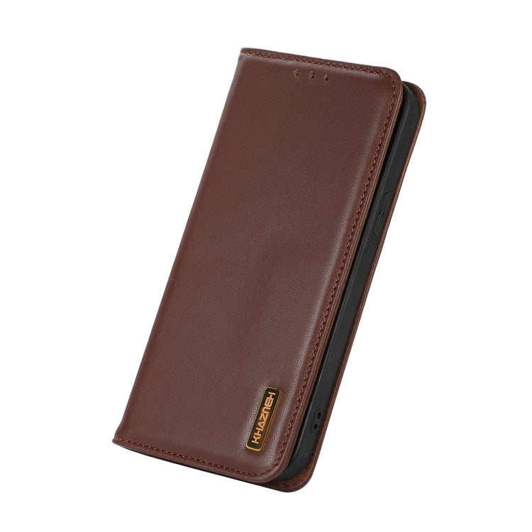 For iPhone 14 KHAZNEH Nappa Top Layer Cowhide Leather Phone Case (Brown) - iPhone 14 Cases by buy2fix | Online Shopping UK | buy2fix
