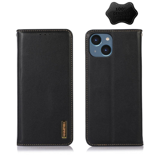 For iPhone 14 KHAZNEH Nappa Top Layer Cowhide Leather Phone Case (Black) - iPhone 14 Cases by buy2fix | Online Shopping UK | buy2fix