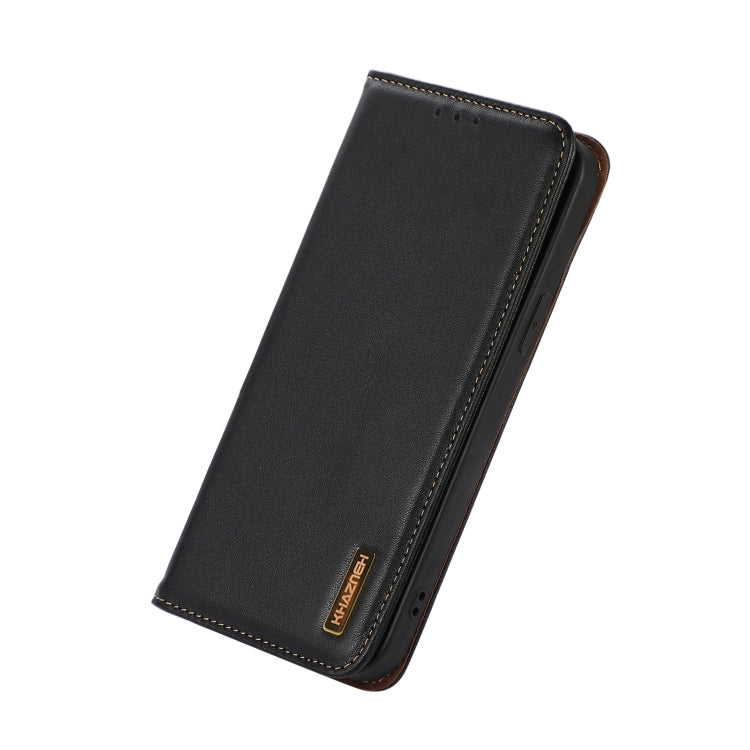 For iPhone 14 KHAZNEH Nappa Top Layer Cowhide Leather Phone Case (Black) - iPhone 14 Cases by buy2fix | Online Shopping UK | buy2fix
