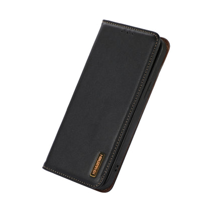 For iPhone 14 KHAZNEH Nappa Top Layer Cowhide Leather Phone Case (Black) - iPhone 14 Cases by buy2fix | Online Shopping UK | buy2fix