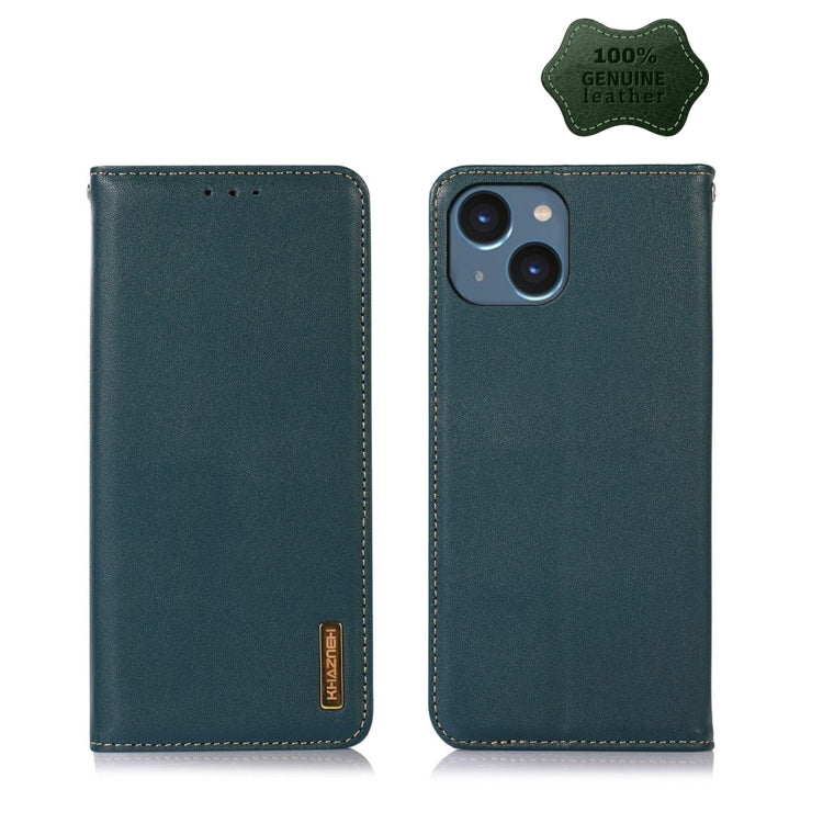 For iPhone 14 KHAZNEH Nappa Top Layer Cowhide Leather Phone Case (Green) - iPhone 14 Cases by buy2fix | Online Shopping UK | buy2fix