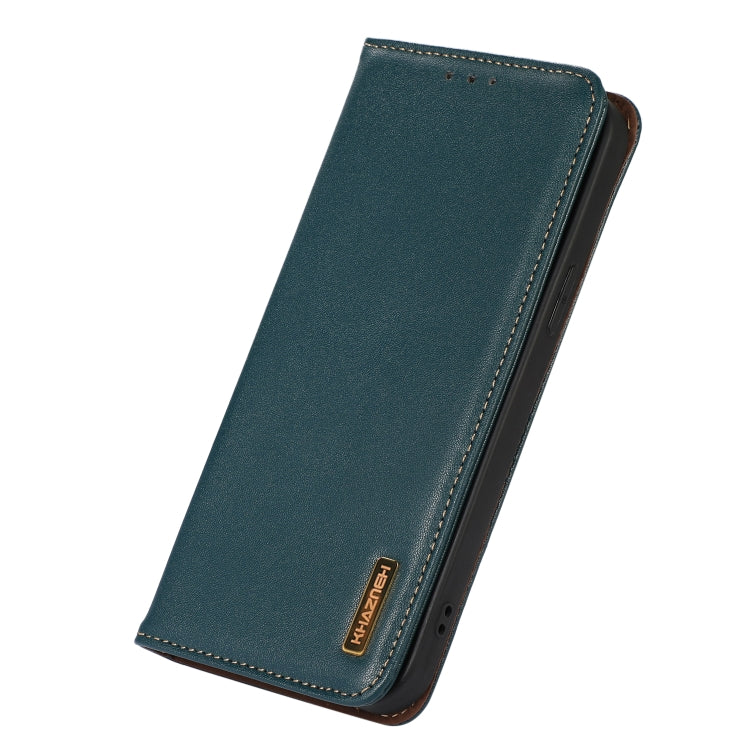 For iPhone 14 Plus KHAZNEH Nappa Top Layer Cowhide Leather Phone Case (Green) - iPhone 14 Plus Cases by buy2fix | Online Shopping UK | buy2fix