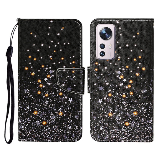 For Xiaomi 12 Lite Colored Drawing Pattern Flip Leather Phone Case(Black Pentagram)