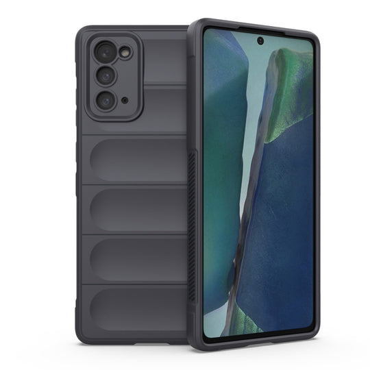 For Samsung Galaxy Note20 Magic Shield TPU + Flannel Phone Case(Dark Grey)