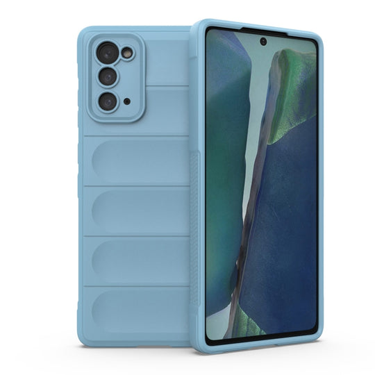 For Samsung Galaxy Note20 Magic Shield TPU + Flannel Phone Case(Light Blue)