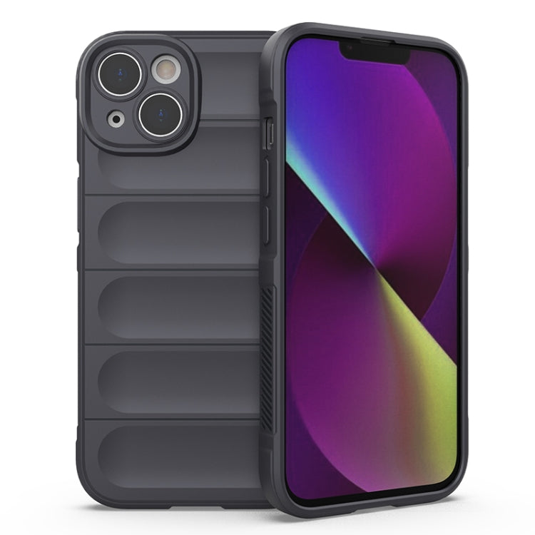 For iPhone 14 Magic Shield TPU + Flannel Phone Case (Dark Grey) by buy2fix