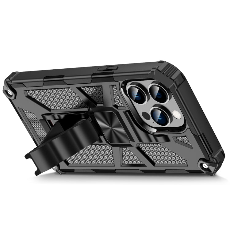 For iPhone 14 Pro Armor Shockproof TPU + PC Magnetic Protective Phone Case with Holder(Silver) - iPhone 14 Pro Cases by buy2fix | Online Shopping UK | buy2fix