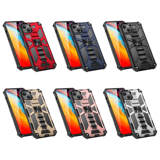For iPhone 14 Plus Armor Shockproof TPU + PC Magnetic Protective Phone Case with Holder (Silver) - iPhone 14 Plus Cases by buy2fix | Online Shopping UK | buy2fix