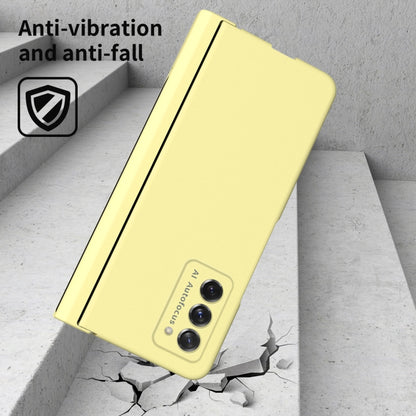 For Samsung Galaxy Z Fold2 5G Macaron Hinge Phone Case with Stylus Pen Fold Edition & Protective Film(Yellow) - Galaxy Phone Cases by buy2fix | Online Shopping UK | buy2fix