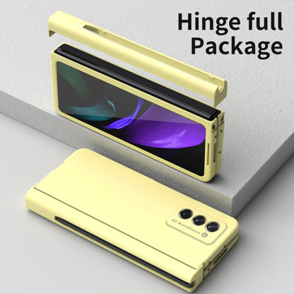 For Samsung Galaxy Z Fold2 5G Macaron Hinge Phone Case with Stylus Pen Fold Edition & Protective Film(Yellow) - Galaxy Phone Cases by buy2fix | Online Shopping UK | buy2fix