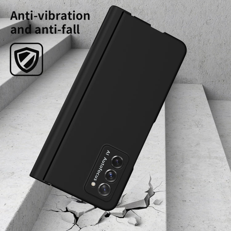 For Samsung Galaxy Z Fold2 5G Macaron Hinge Phone Case with Stylus Pen Fold Edition & Protective Film(Black) - Galaxy Phone Cases by buy2fix | Online Shopping UK | buy2fix