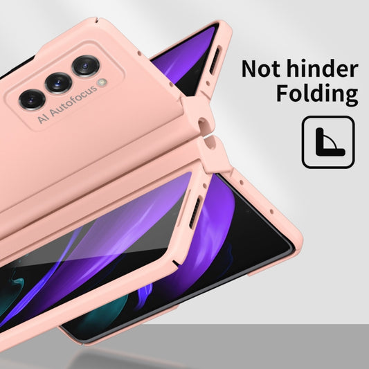 For Samsung Galaxy Z Fold2 5G Macaron Hinge Phone Case with Stylus Pen Fold Edition & Protective Film(Pink) - Galaxy Phone Cases by buy2fix | Online Shopping UK | buy2fix