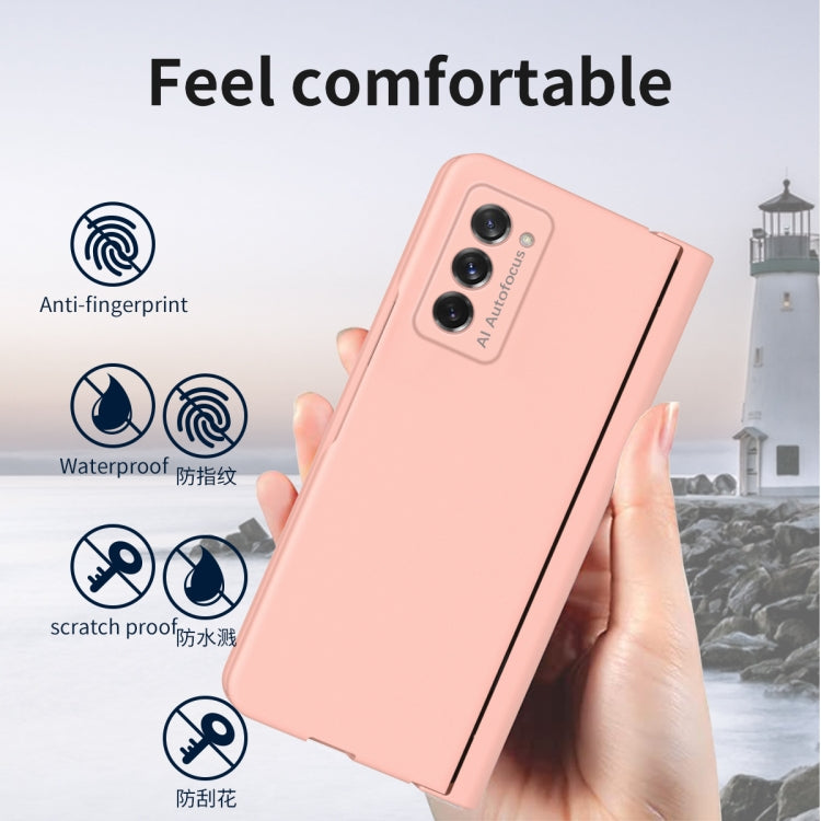 For Samsung Galaxy Z Fold2 5G Macaron Hinge Phone Case with Stylus Pen Fold Edition & Protective Film(Pink) - Galaxy Phone Cases by buy2fix | Online Shopping UK | buy2fix