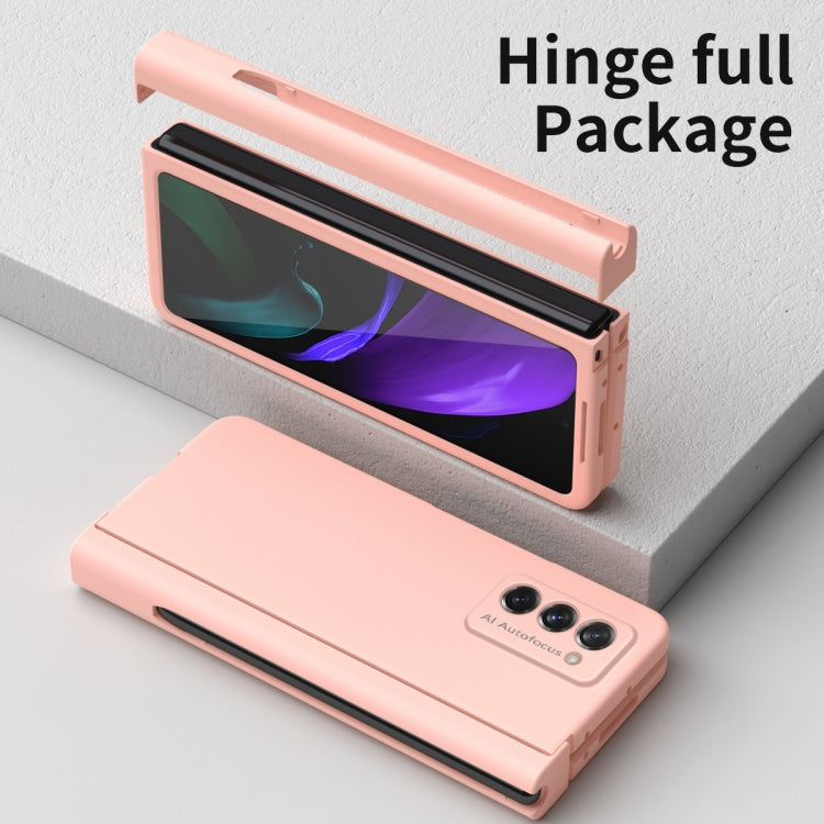 For Samsung Galaxy Z Fold2 5G Macaron Hinge Phone Case with Stylus Pen Fold Edition & Protective Film(Pink) - Galaxy Phone Cases by buy2fix | Online Shopping UK | buy2fix