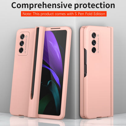 For Samsung Galaxy Z Fold2 5G Macaron Hinge Phone Case with Stylus Pen Fold Edition & Protective Film(Pink) - Galaxy Phone Cases by buy2fix | Online Shopping UK | buy2fix