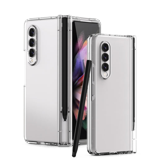 For Samsung Galaxy Z Fold3 5G Macaron Hinge Phone Case with Stylus Pen Fold Edition & Protective Film(Transparent) - Galaxy Phone Cases by buy2fix | Online Shopping UK | buy2fix