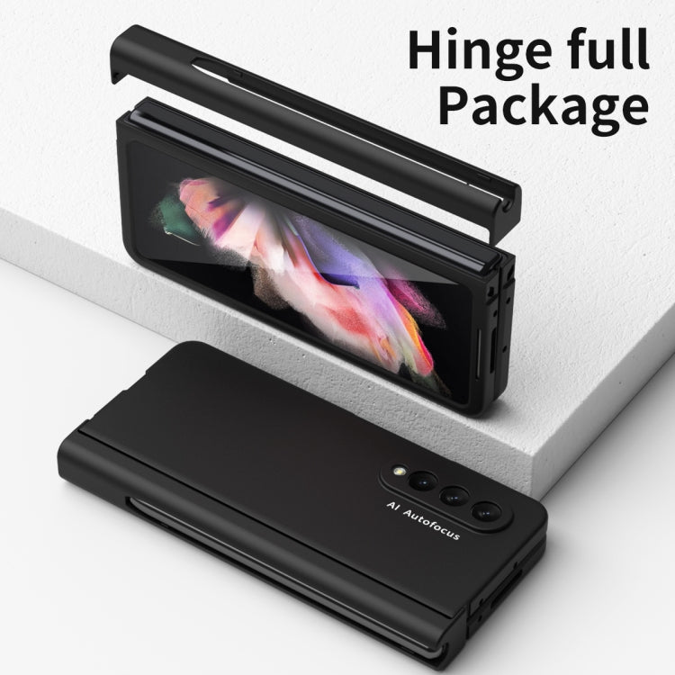For Samsung Galaxy Z Fold3 5G Macaron Hinge Phone Case with Stylus Pen Fold Edition & Protective Film(Black) - Galaxy Phone Cases by buy2fix | Online Shopping UK | buy2fix