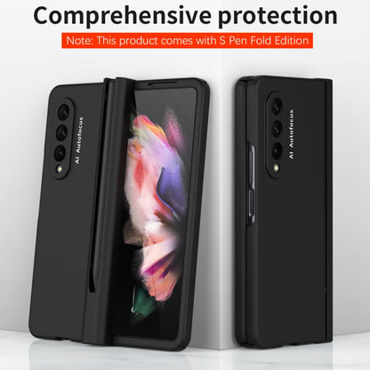 For Samsung Galaxy Z Fold3 5G Macaron Hinge Phone Case with Stylus Pen Fold Edition & Protective Film(Black) - Galaxy Phone Cases by buy2fix | Online Shopping UK | buy2fix