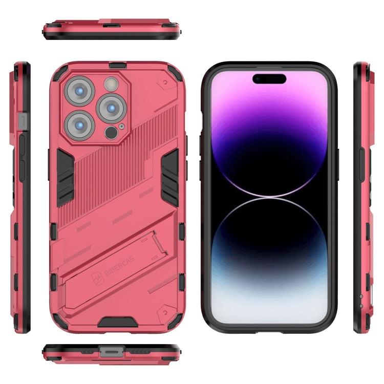 For iPhone 14 Pro Max Punk Armor 2 in 1 PC + TPU Phone Case (Light Red) - iPhone 14 Pro Max Cases by buy2fix | Online Shopping UK | buy2fix
