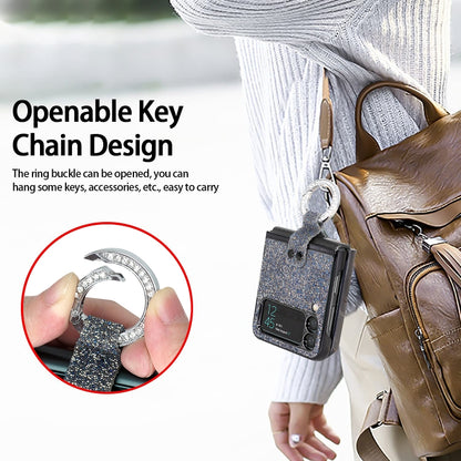 For Samsung Galaxy Z Flip3 5G Ring Buckle Diamond Phone Case with Holder(Red Color) - Galaxy Phone Cases by buy2fix | Online Shopping UK | buy2fix