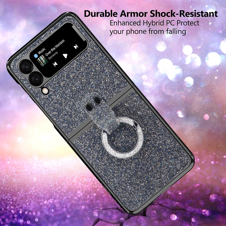 For Samsung Galaxy Z Flip3 5G Ring Buckle Diamond Phone Case with Holder(Pink Color) - Galaxy Phone Cases by buy2fix | Online Shopping UK | buy2fix