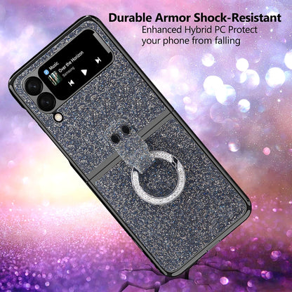 For Samsung Galaxy Z Flip3 5G Ring Buckle Diamond Phone Case with Holder(Pink Color) - Galaxy Phone Cases by buy2fix | Online Shopping UK | buy2fix